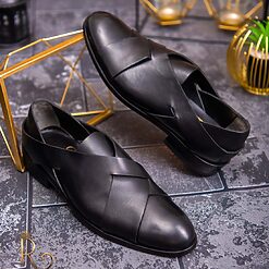 Pantofi Loafers de barbati din piele naturala Negru cu model P250 3