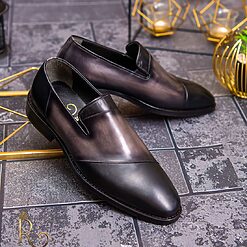 Pantofi Loafers de barbati din piele naturala Negru degrade P1536 3