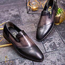 Pantofi Loafers de barbati din piele naturala Negru degrade P1536 5