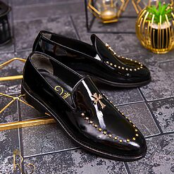 Negru lăcuit cu ținte - P1620-Pantofi