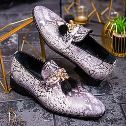 Pantofi Loafers de barbati din piele naturala imprimeu sarpe P1383 2