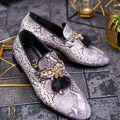 Pantofi Loafers de barbati din piele naturala imprimeu sarpe P1383 3