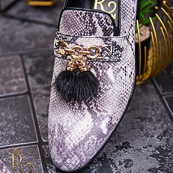 Pantofi Loafers de barbati din piele naturala imprimeu sarpe P1383 5
