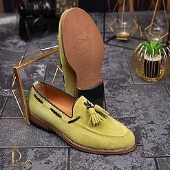 Pantofi Loafers de barbati verde deschis din piele naturala Reginald P1451 2