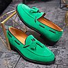 Pantofi Loafers de barbati verzi din piele naturala intoarsa - P1391-Pantofi