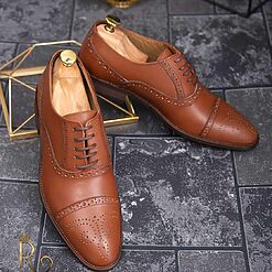 Pantofi de barbati maro BROGUE OXFORD piele naturala P1299 3