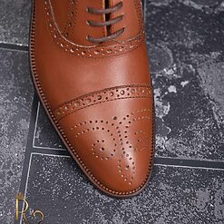 Pantofi de barbati maro BROGUE OXFORD piele naturala P1299 4