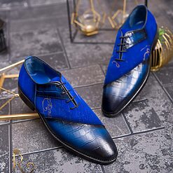 Pantofi eleganti de barbati din piele naturala Albastru P1583 3