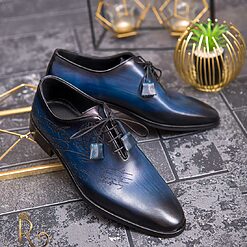 Albastru gravat - P1575-Pantofi