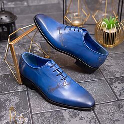 Albastru gravat - P1614-Pantofi