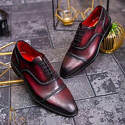 Pantofi eleganti de barbati din piele naturala Bordo degrade P1586 2