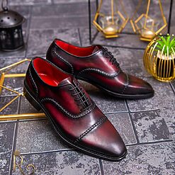 Pantofi eleganti de barbati din piele naturala Bordo degrade P1586 3