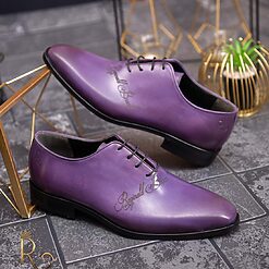 Pantofi eleganti de barbati din piele naturala Lila gravat P1562 4