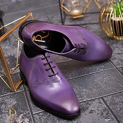Pantofi eleganti de barbati din piele naturala Lila gravat P1562 5