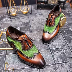 Pantofi eleganti de barbati din piele naturala Maro Verde catifea P1518 3