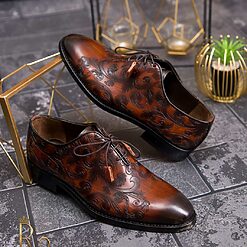 Pantofi eleganti de barbati din piele naturala Maro gravat P1588 2