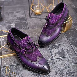 Pantofi eleganti de barbati din piele naturala Mov Brogue P1577 2