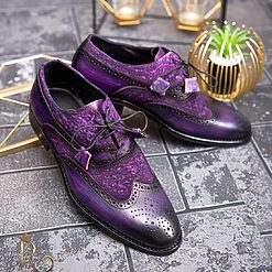 Pantofi eleganti de barbati din piele naturala Mov Brogue P1577 3