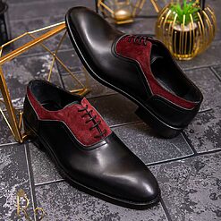 Negru cu bordo - P1612-Pantofi