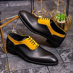 Negru cu galben - P1610-Pantofi