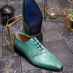 Pantofi eleganti de barbati din piele naturala Turcoaz P1613 2