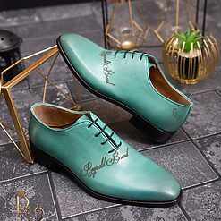 Pantofi eleganti de barbati din piele naturala Turcoaz P1613 3