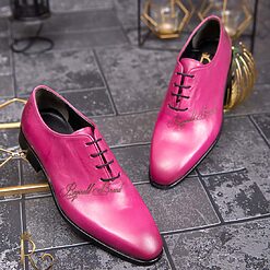 Pantofi eleganti de barbati din piele naturala lila P1622 3