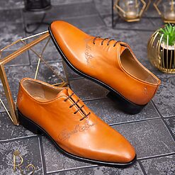 Pantofi eleganti de barbati din piele naturala maro deschis P1623 3