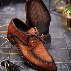 Pantofi eleganti de barbati din piele naturala maro patinat P1323 3