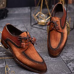 Pantofi eleganti de barbati din piele naturala maro patinat P1323 4