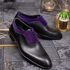 negru cu mov - P1625-Pantofi