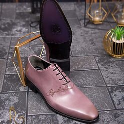 Pantofi eleganti de barbati din piele naturala roz prafuit P1624 2