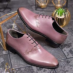 Pantofi eleganti de barbati din piele naturala roz prafuit P1624 3