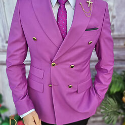 Sacou de barbati Reginald Slim Fit lila inchis calitate Super wool 200S SC577 4