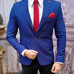 Sacou de barbati Slim Fit Albastru SC791 3
