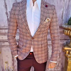 Sacou de barbati Slim Fit in carouri SC706 2