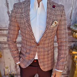 Sacou de barbati Slim Fit in carouri SC706 3