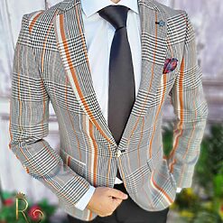 Sacou de barbati gri cu model croiala Slim Fit – SC546 2