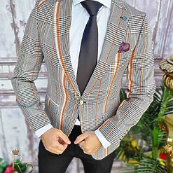 Sacou de barbati gri cu model croiala Slim Fit – SC546 3