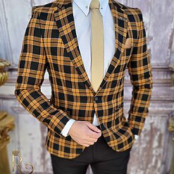 Sacou de barbati in carouri negremaro croiala Slim Fit SC644 2