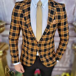 Sacou de barbati in carouri negremaro croiala Slim Fit SC644 3