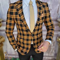Sacou de barbati in carouri negremaro croiala Slim Fit SC644 4