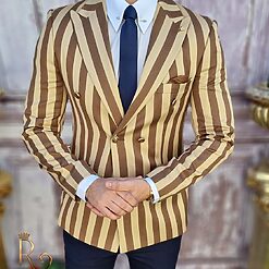 Sacou de barbati in dungi cremmaro Croiala Slim Fit SC626 3