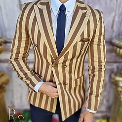 Sacou de barbati in dungi cremmaro Croiala Slim Fit SC626 4