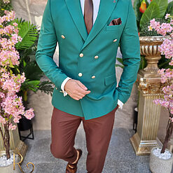 Sacou verde Double Breasted de barbati SC813 3