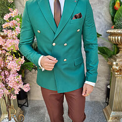 Sacou verde Double Breasted de barbati SC813 4