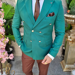 Sacou verde Double Breasted de barbati SC813 5