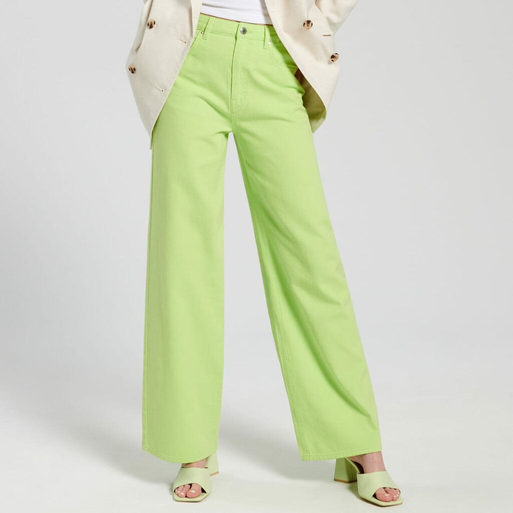 Sinsay - Blugi high waist wide leg - Verde-Collection > all > jeans