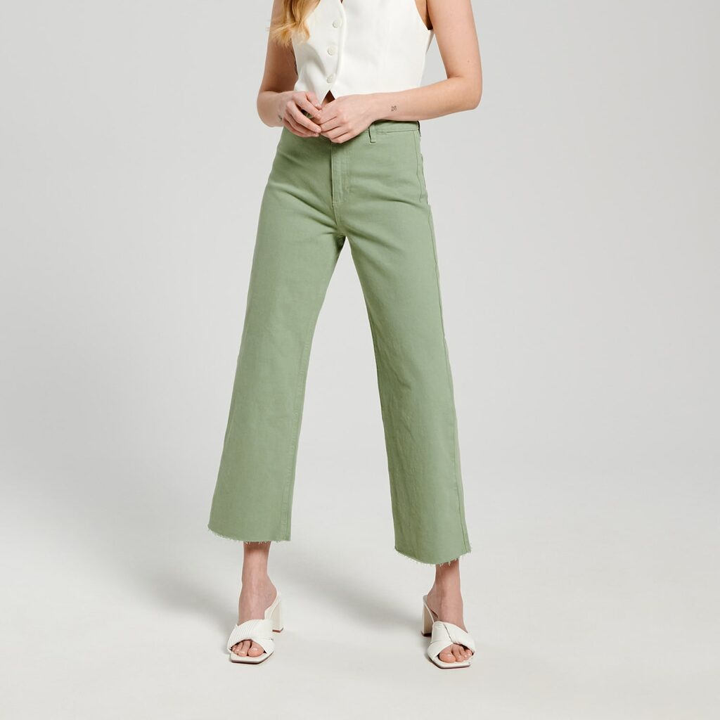 Sinsay - Blugi high waist wide leg - Verde-Collection > all > jeans