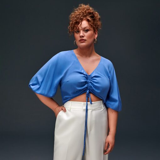 Sinsay - Bluză cu mâneci bufante - Albastru-Collection > all > blouses